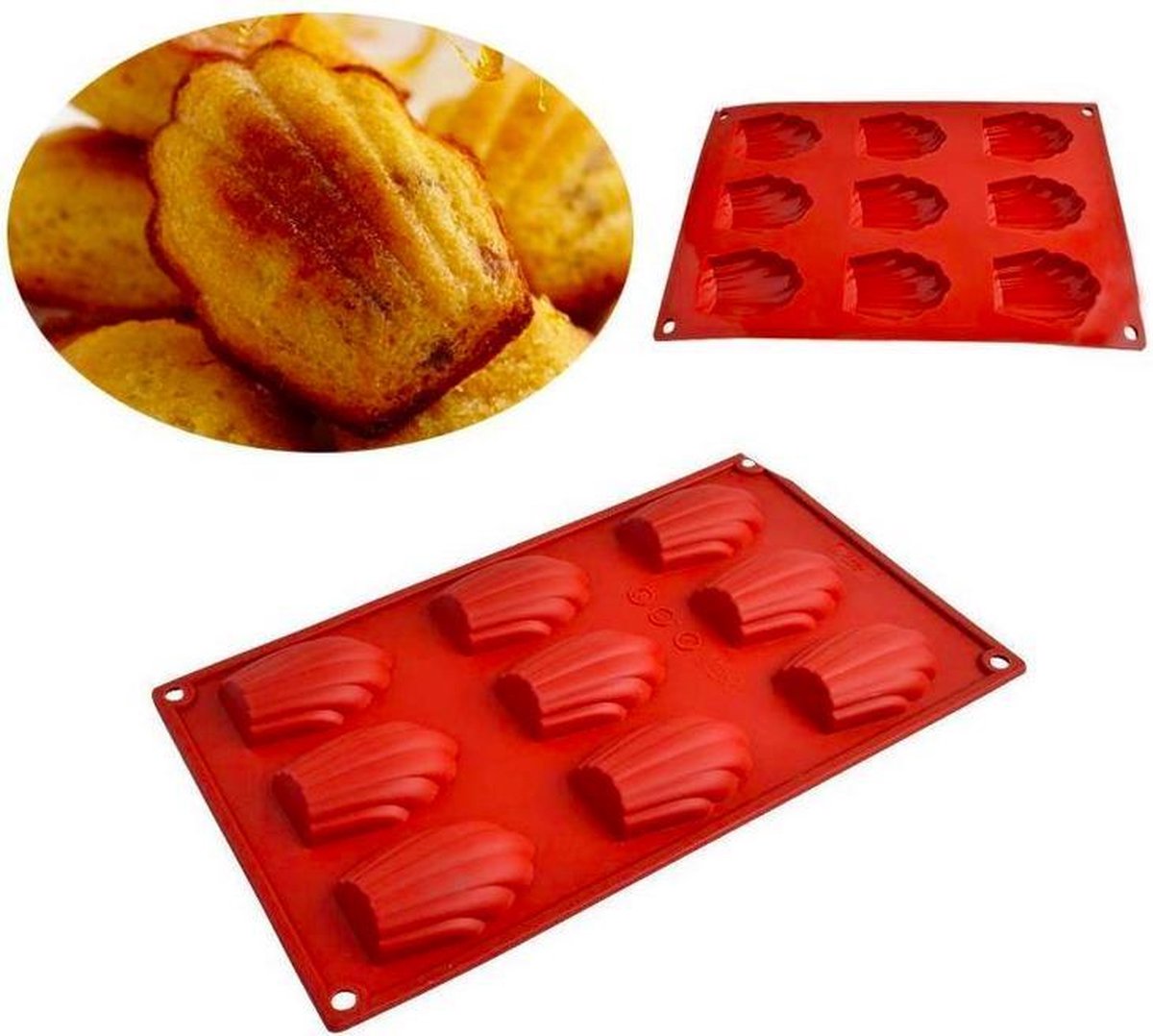 ProductGoods - Siliconen Madeleine Bakvorm - Bonbonvorm - Chocoladevorm - Madeleine - 9 stuks