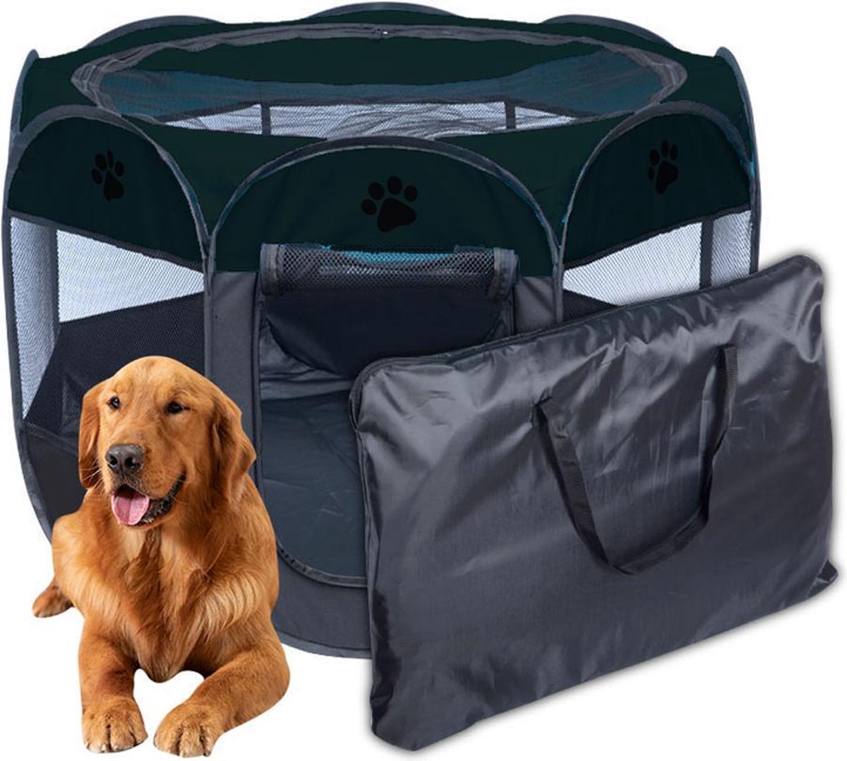 Lowander mobiele puppyren 84x84x60 - opvouwbare hondenren met pop-up syteem - incl. draagtas