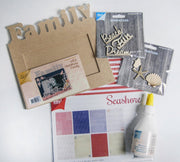 Joy!Crafts / MDF Familyfotolijst  om op te pimpen in strandthema / Alleslijm / Papierset / Houten Figuren