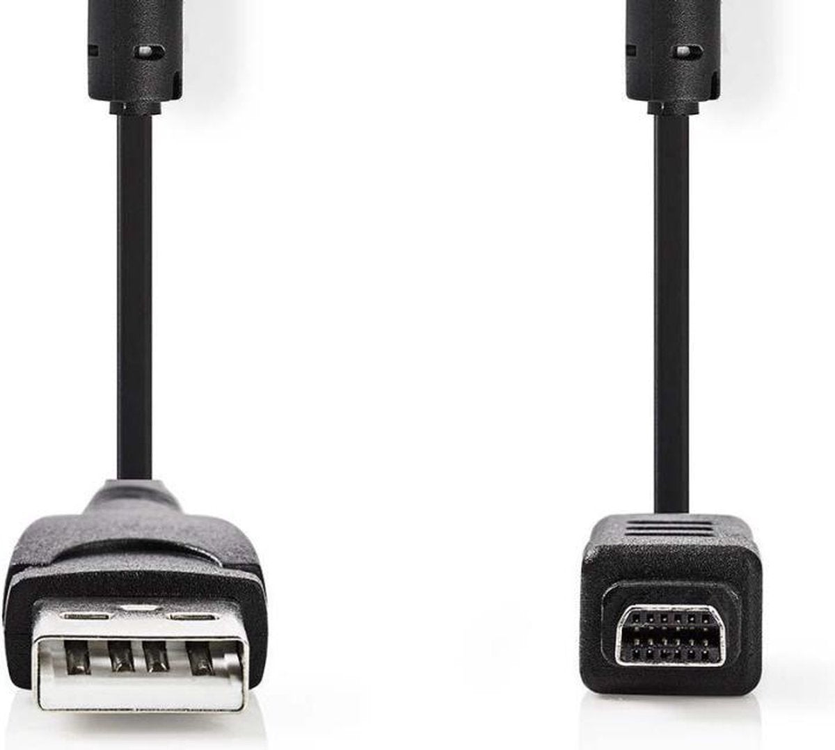 USB-Kabel | USB 2.0 | USB-A Male | Olympus 12-pins Male | 480 Mbps | Vernikkeld | 2.00 m | Rond | PVC | Zwart | Polybag