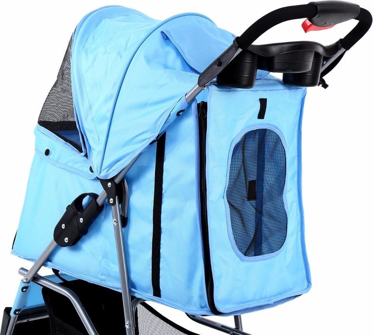 TBG Outdoor Huisdier Winkelwagen Hond Hond Puppy Carrier Huisdier Wandelwagen Multicolor Oxford Doek Stalen Pijp Hoge intensiteit 3-wielen Een-sleutel vouwen Blue