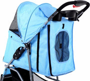 TBG Outdoor Huisdier Winkelwagen Hond Hond Puppy Carrier Huisdier Wandelwagen Multicolor Oxford Doek Stalen Pijp Hoge intensiteit 3-wielen Een-sleutel vouwen Blue