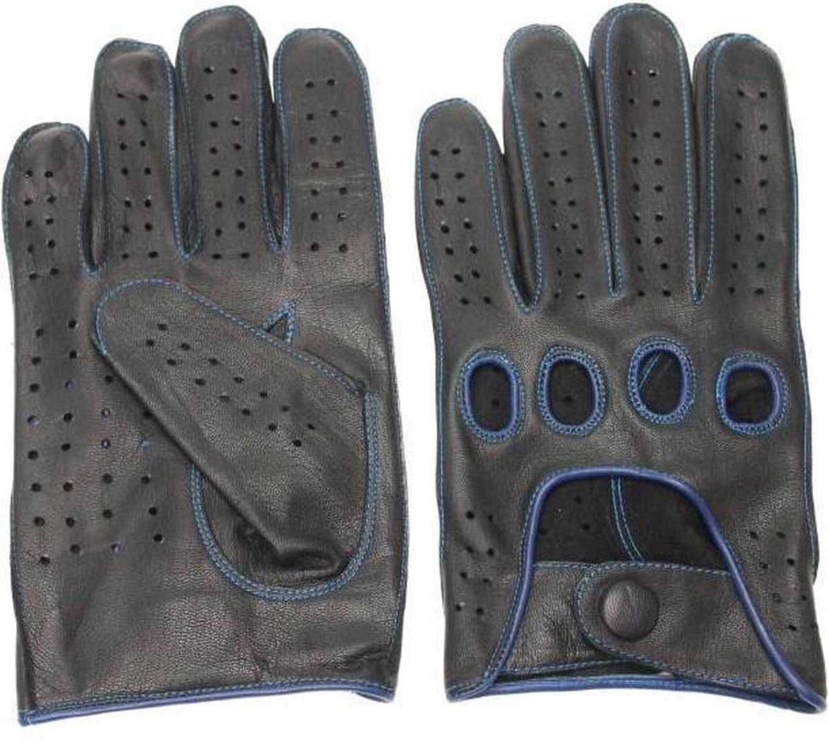 Swift racing leren auto handschoenen | mannen / vrouwen | zwart-blauw | maat XL