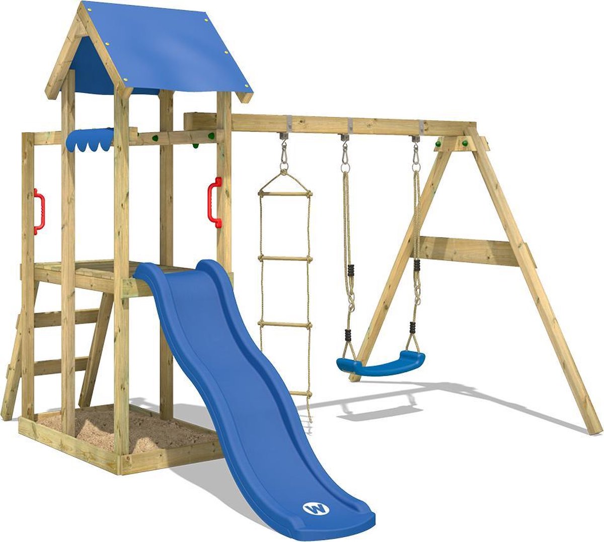 WICKEY Speeltoestel voor tuin TinyPlace met schommel en blauwe glijbaan