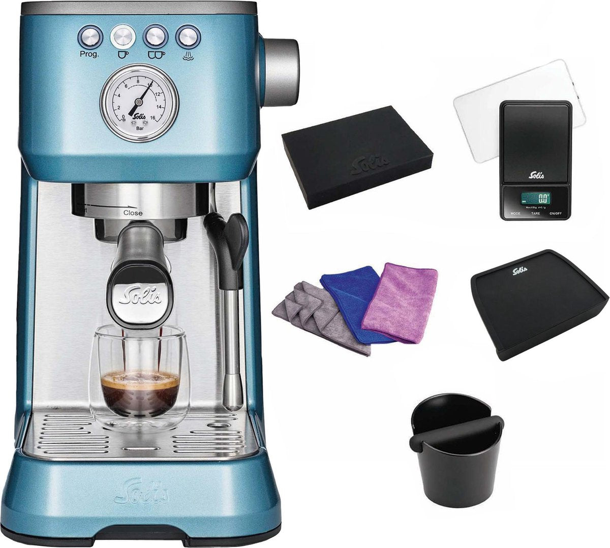 Solis Barista Perfetta Plus 1170 Espresso Promopack - Pistonmachine + Accessoires - Blauw