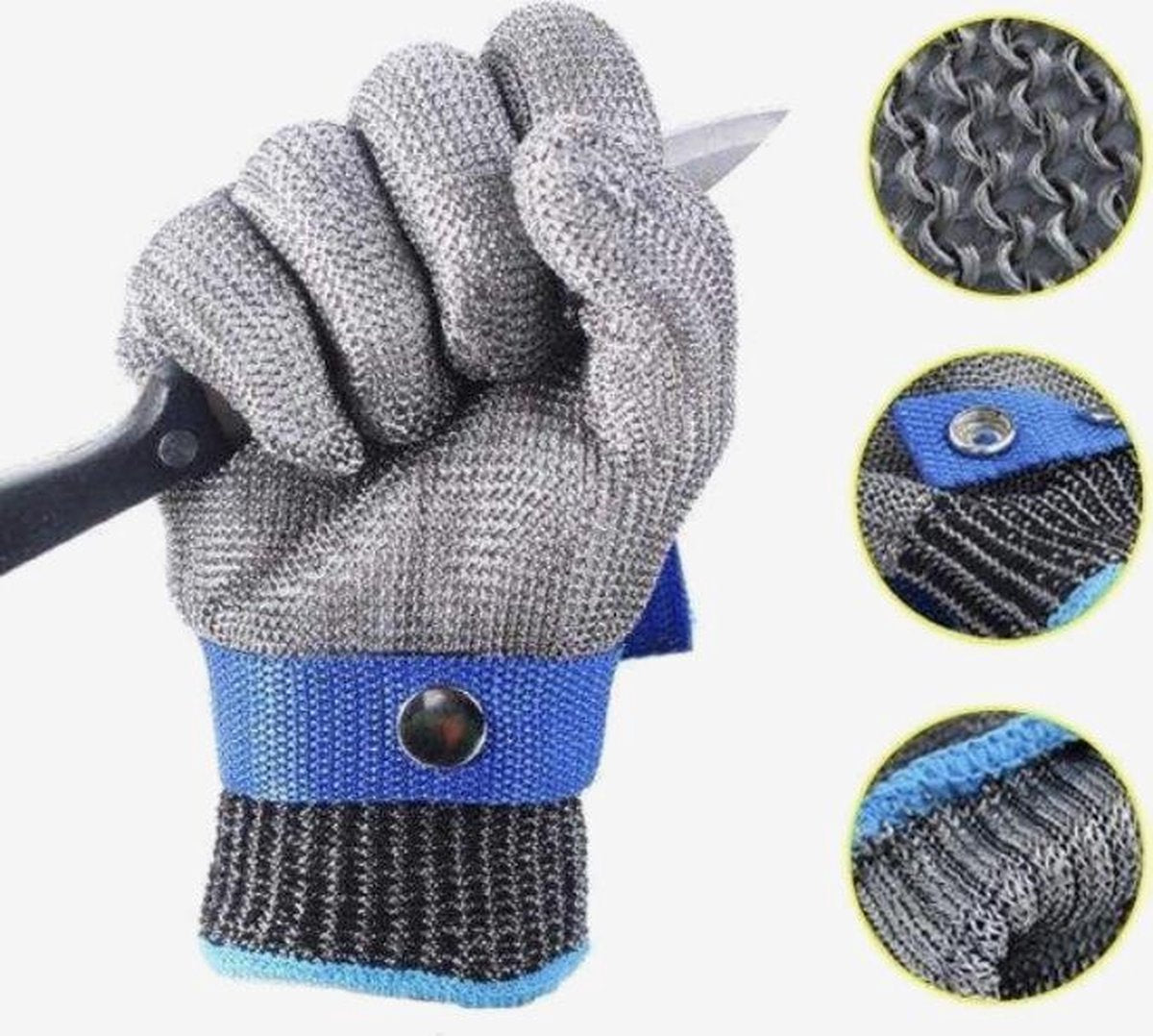 Oesterhandschoen met Binnen Handschoen / Snijwerend / Geschikt voor Oester / Vis / Vlees / 100% RVS / One Size Fits All