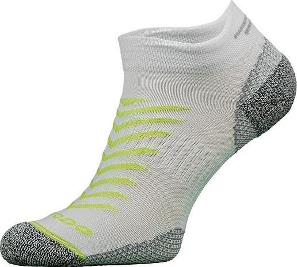 Comodo |2 Paar Run8 Hardloopsokken laag model - met reflectie element -Wit/Lime - Maat 35-38