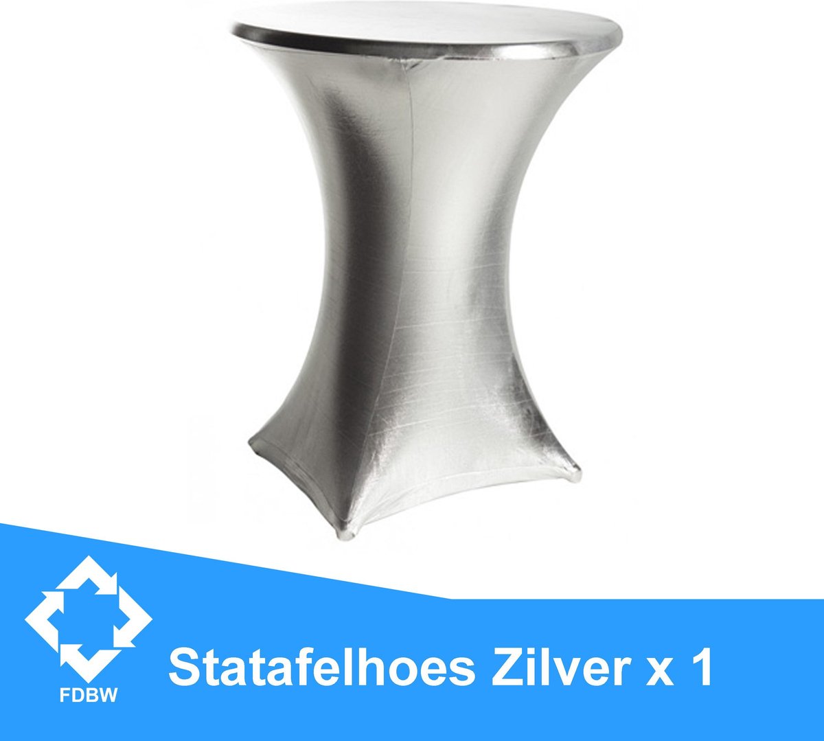 Statafelrok Luxe x 1 - Statafel Tafelrok - Statafelhoes - Stretch – ZILVER - ∅80 x 110 cm – geschikt voor Horeca Evenementen | Sta Tafel Hoes | Statafel | Staantafelhoes | Cocktailparty | Trouwerij | Bruiloft | Sta-tafel rok | Statafelrok