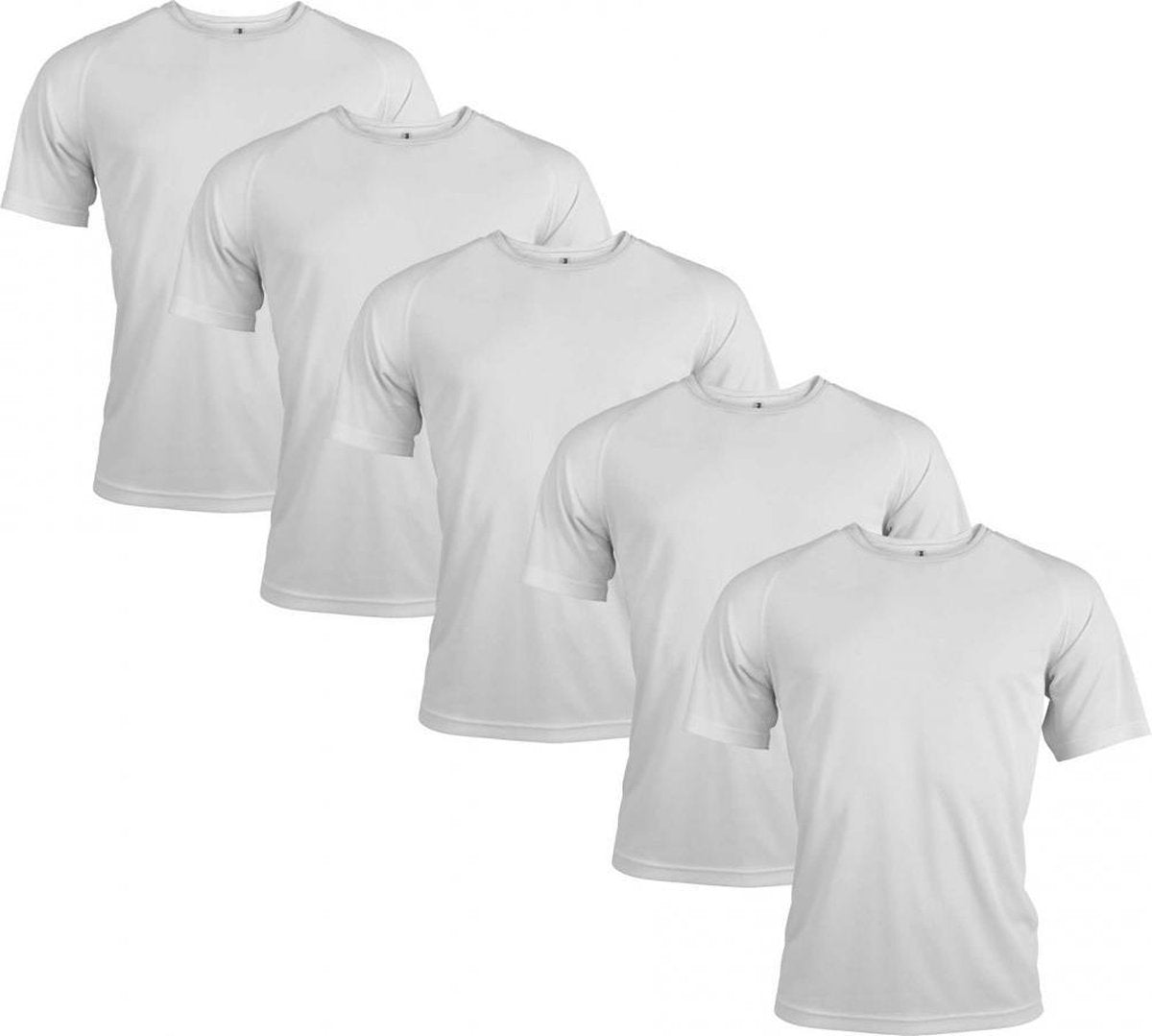 Functioneel Sportshirt - Wit - Polyester - Maat XXL - 5 stuks