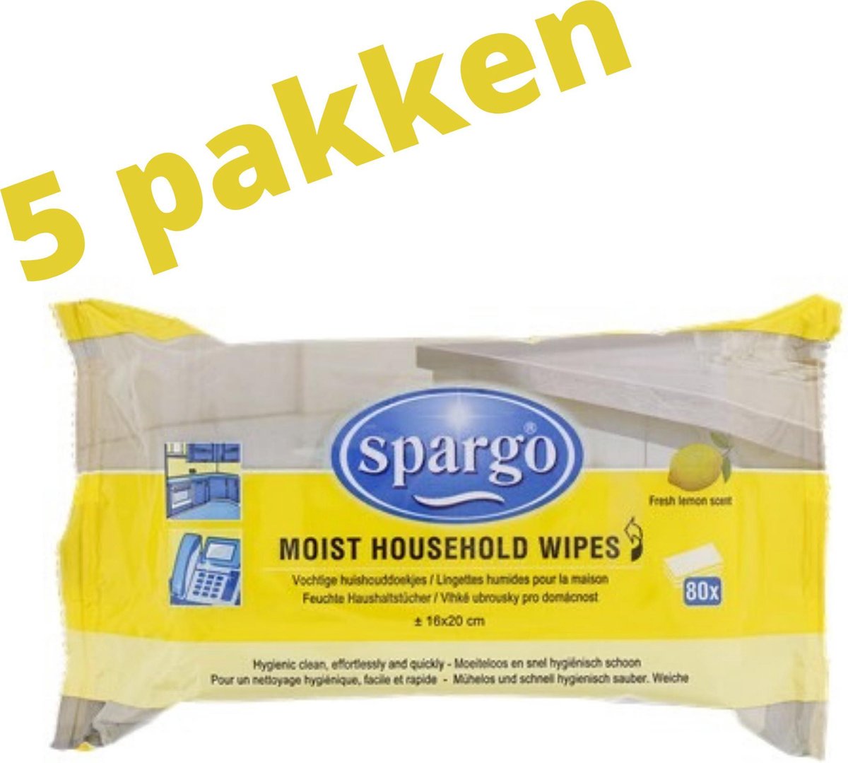 Spargo Schoonmaakdoekjes - Vochtige Doekjes - Allesreiniger - Reinigingsdoekjes - Schoonmaak - 5 pakken