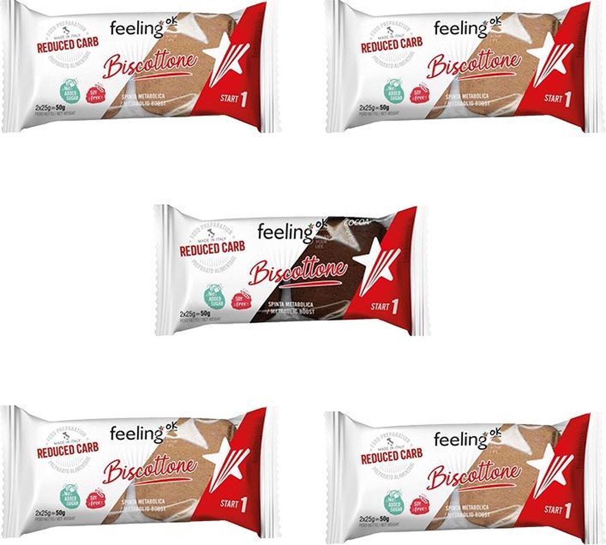 Feeling OK |  Mix Biscottone | Voordeelpakket | 5 x 50 gram  | Snel afvallen zonder hongergevoel!