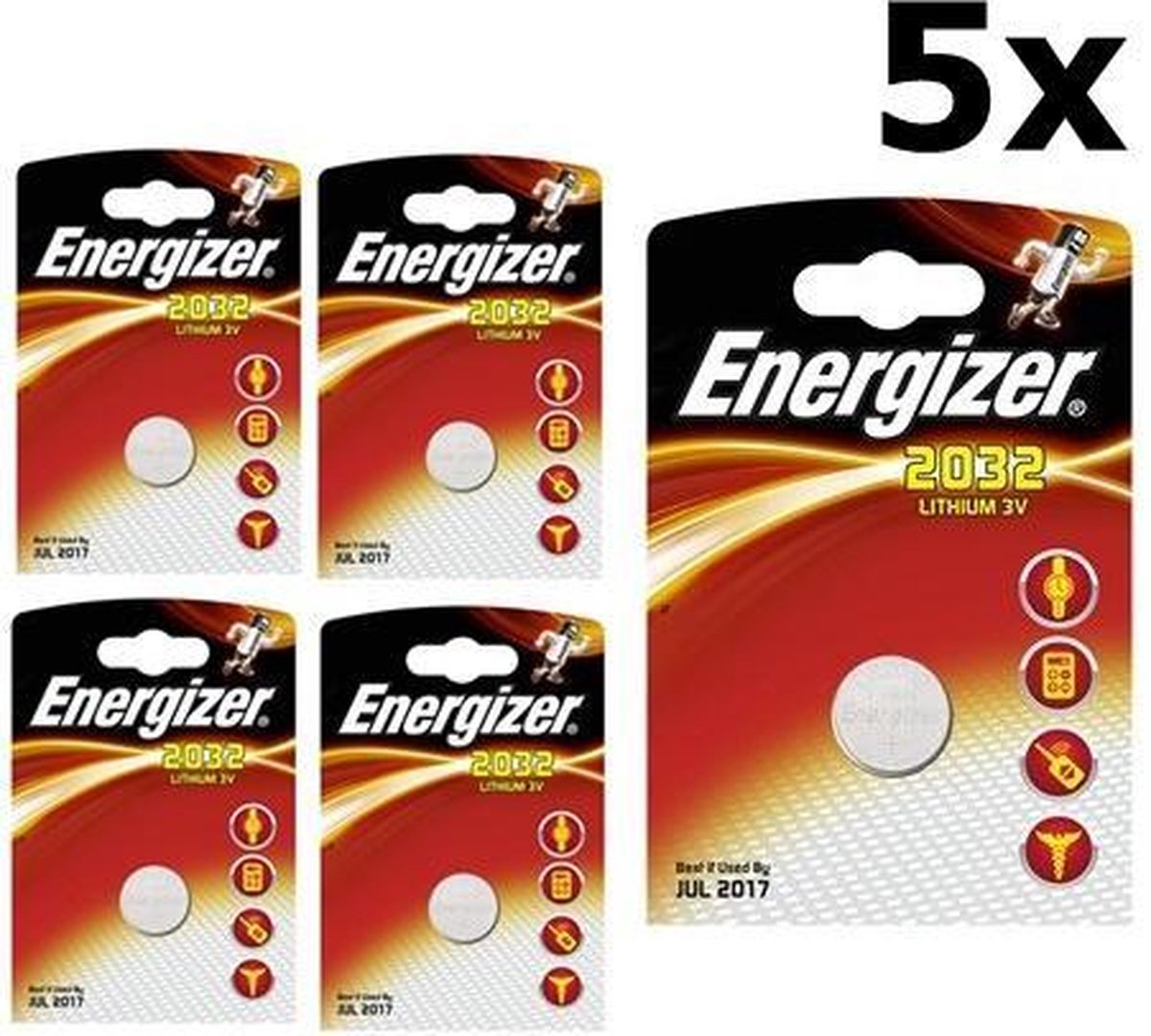 5 Stuks Energizer CR2032 3V Lithium batterij