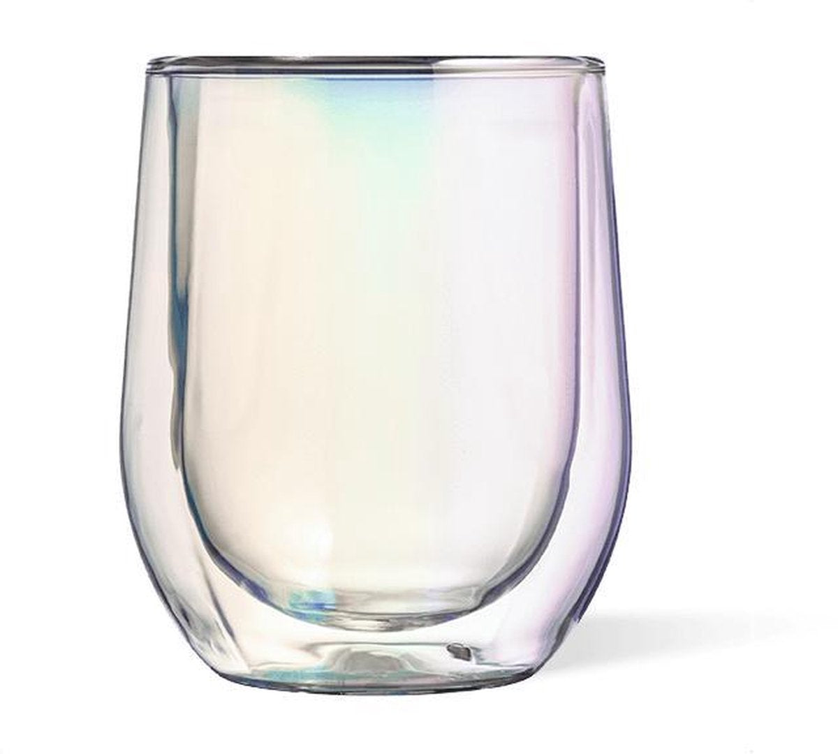 Corkcicle Regenboog Iridescent Wijnglazen Set (2glazen) zonder stam/voet dubbelwandig .. double-walled prism stemless wine glasses