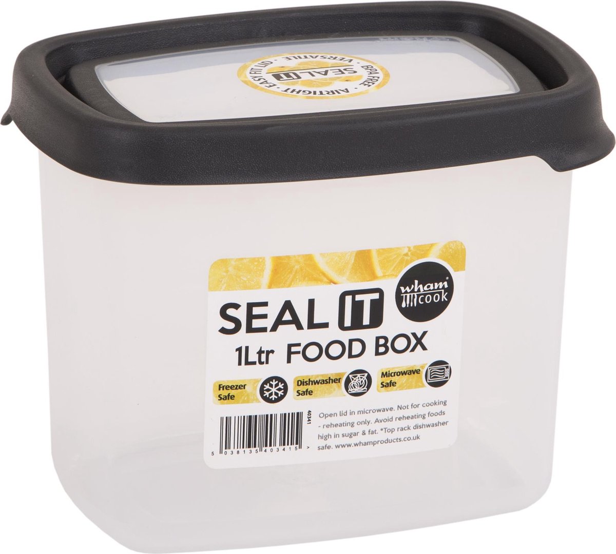 Wham Seal It Vershouddoos - Rechthoekig - 1 Liter - Set van 3 Stuks - Grijs