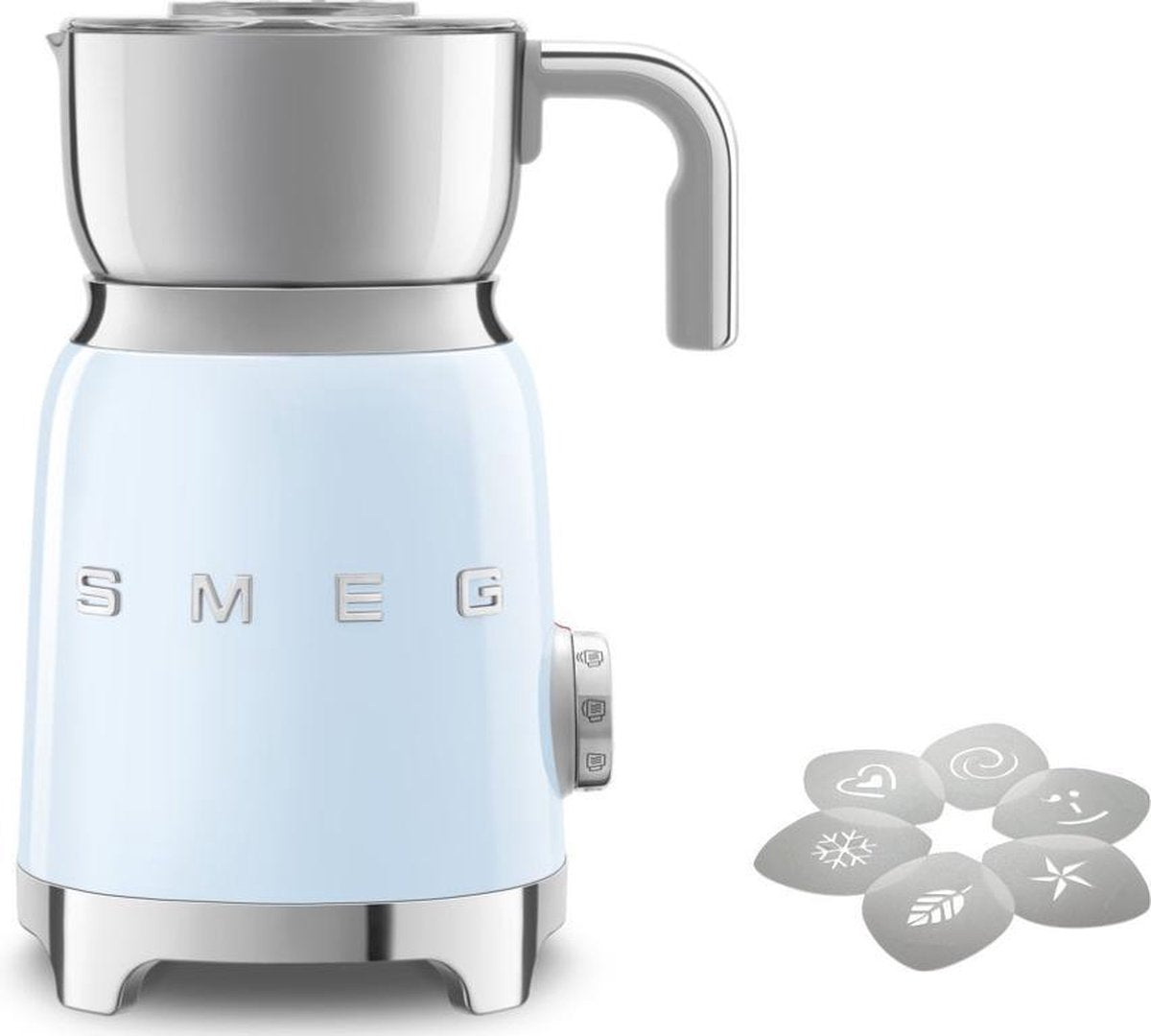Smeg Melkopschuimer Blauw + Aerolatte cappuccino sjablonen