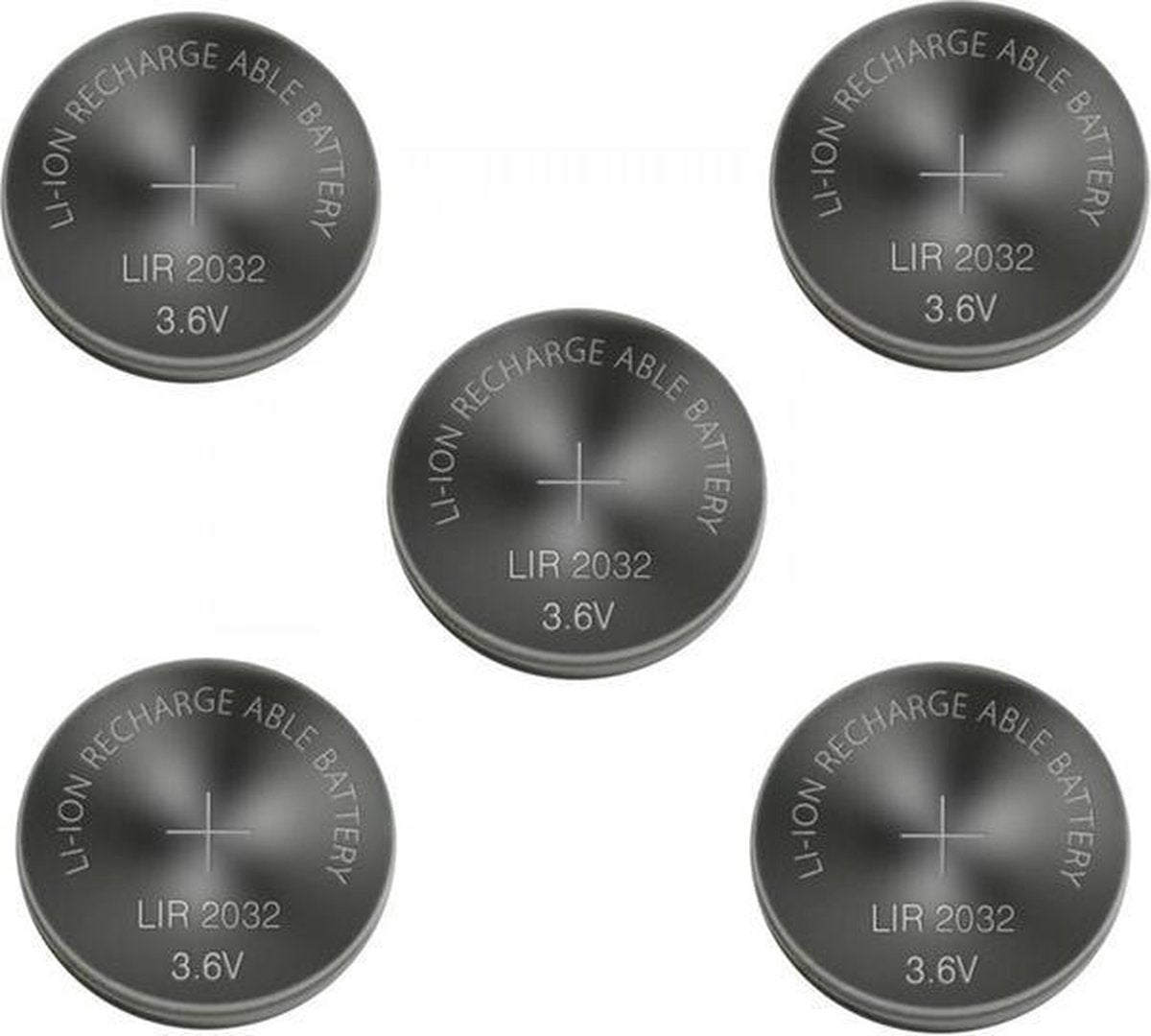 5 Stuks - BSE LIR2032 3.6V 40mAh oplaadbare Li-ion knoopcel batterij