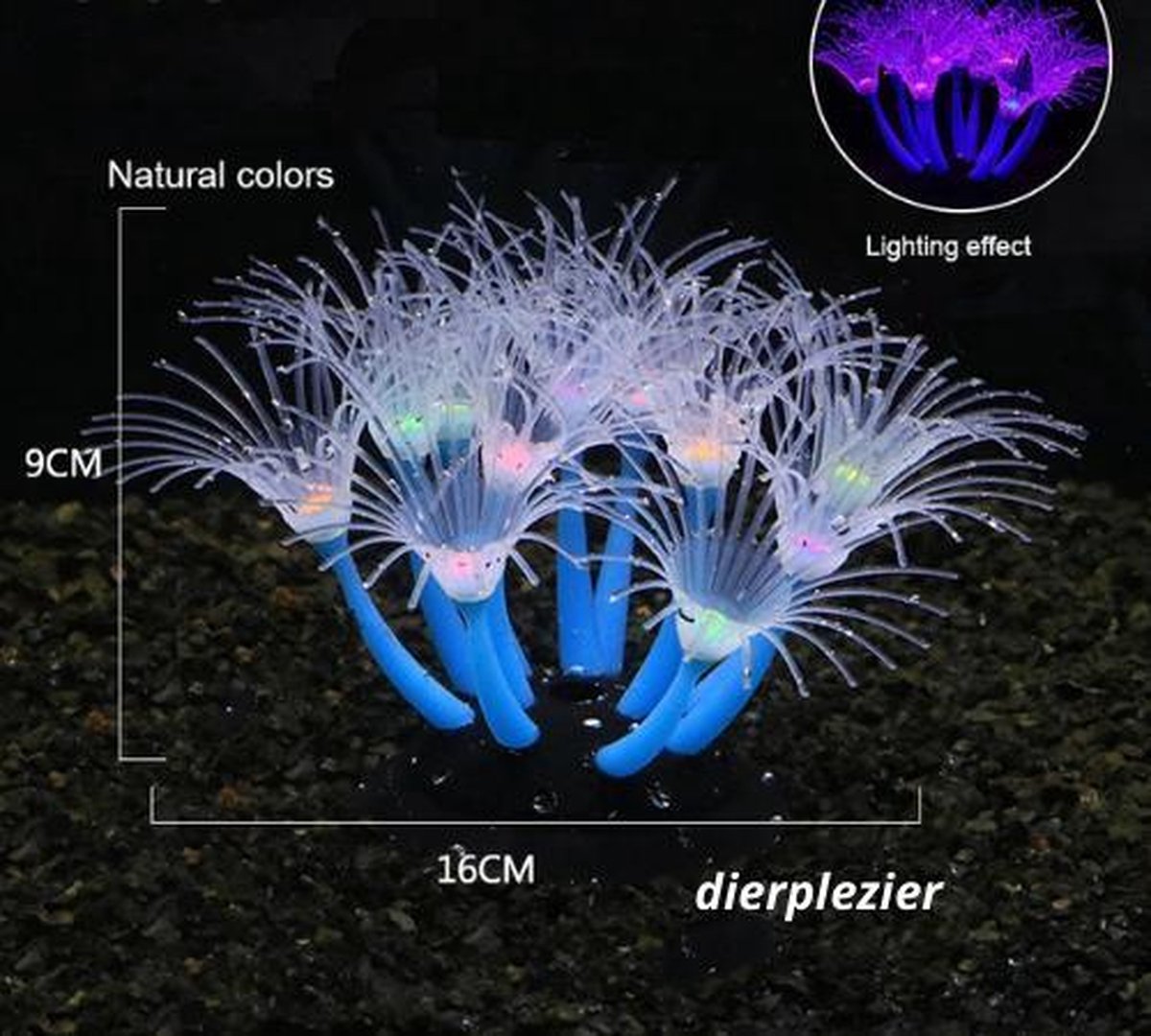 Dierplezier - Aquarium decoratie - Koraal - Kunstplant Aquarium Fluo - Planten voor aquarium - Mooie neon planten –Planten blauw met multi color - Aquariumdecoratie - Aquariumversiering - Benodigdheden aquarium