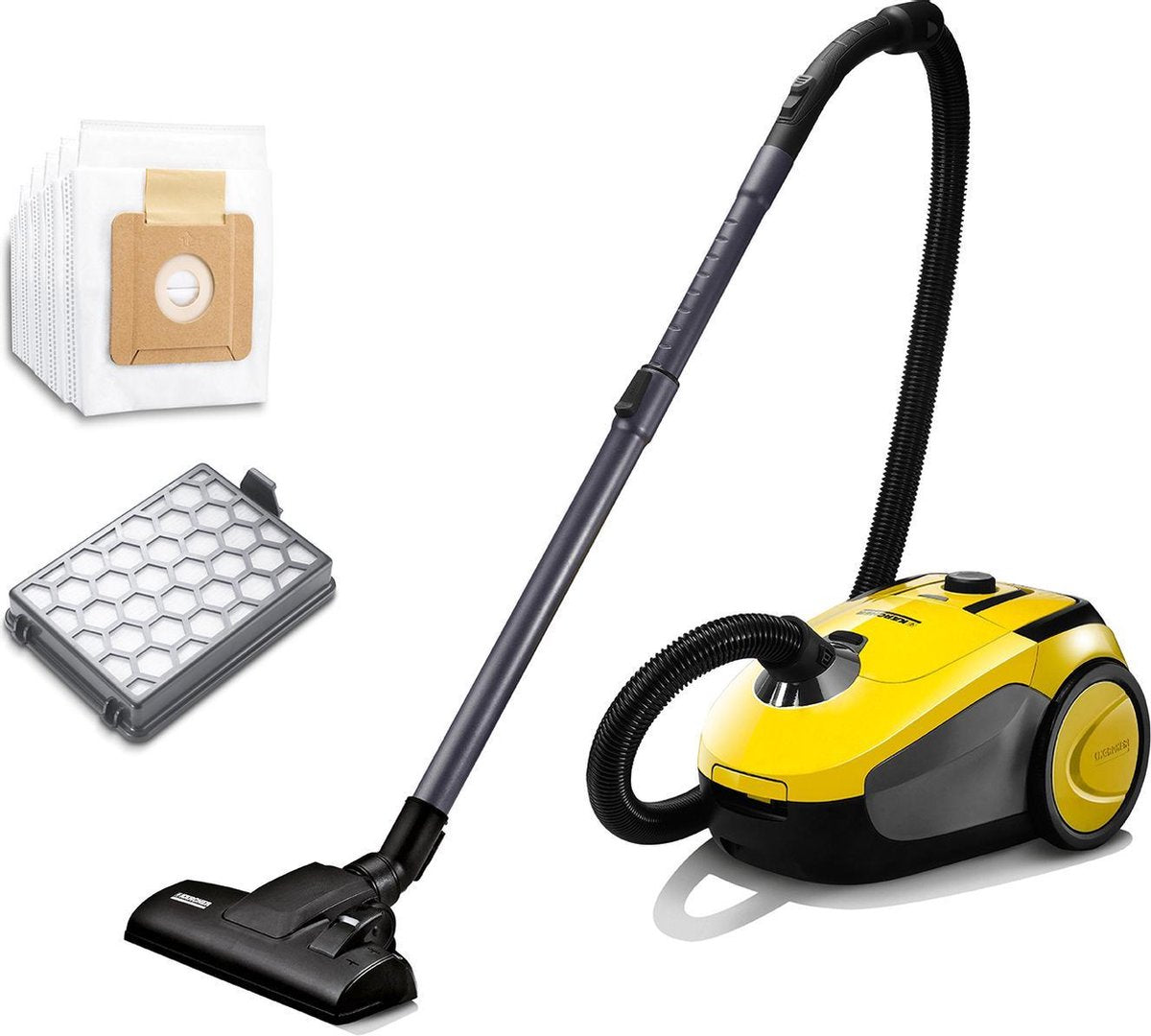 Kärcher VC 2 Starterskit – stofzuiger met zak – HEPA filter - 700w - incl. 5 stofzuigerzakken