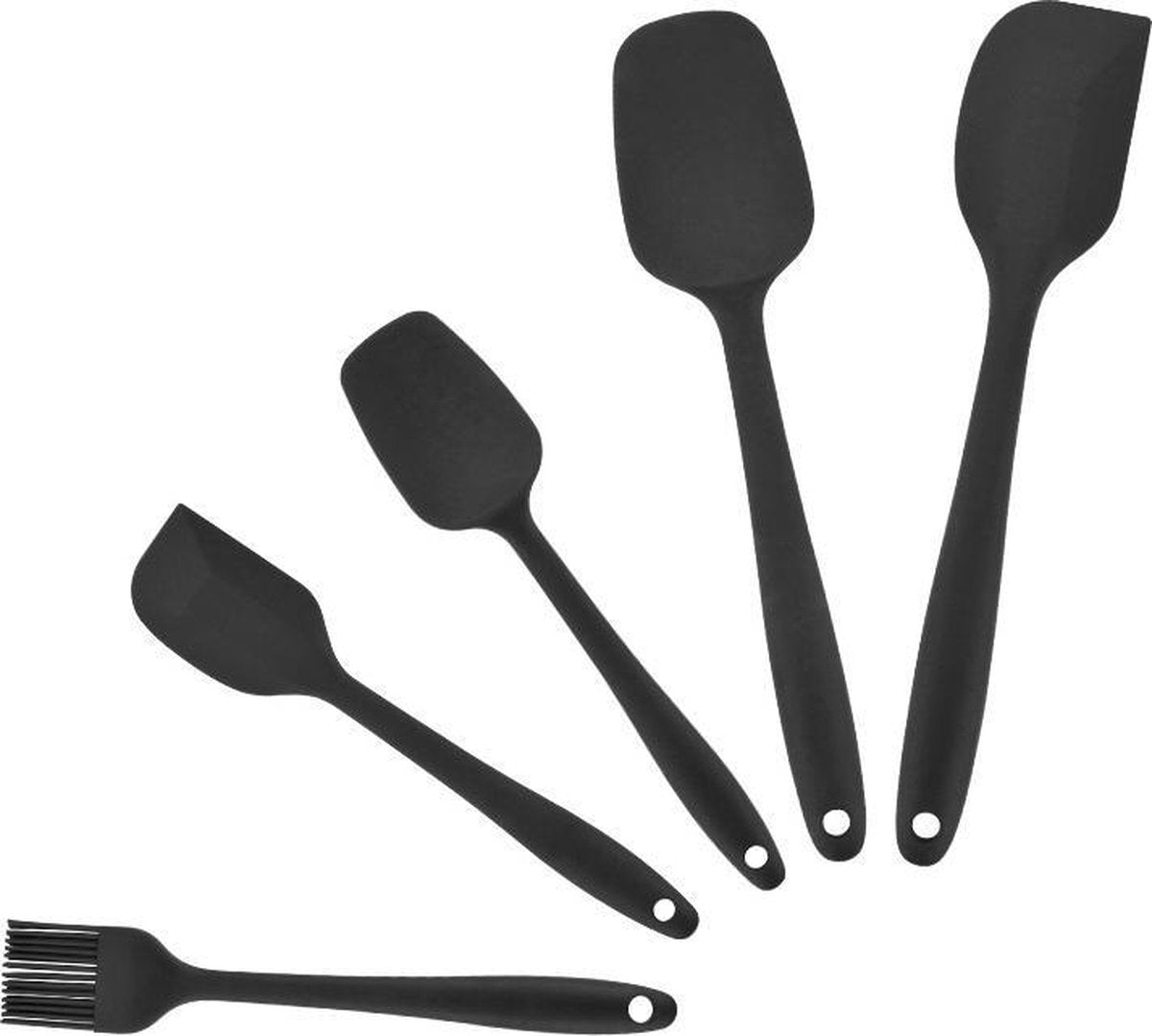Winkrs - Spatel en Lepels Set - 5-delige Set - Zwart - Silicoon