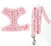 Flower power harnas jasje voor honden of katten incl. leiband - LARGE - Roze