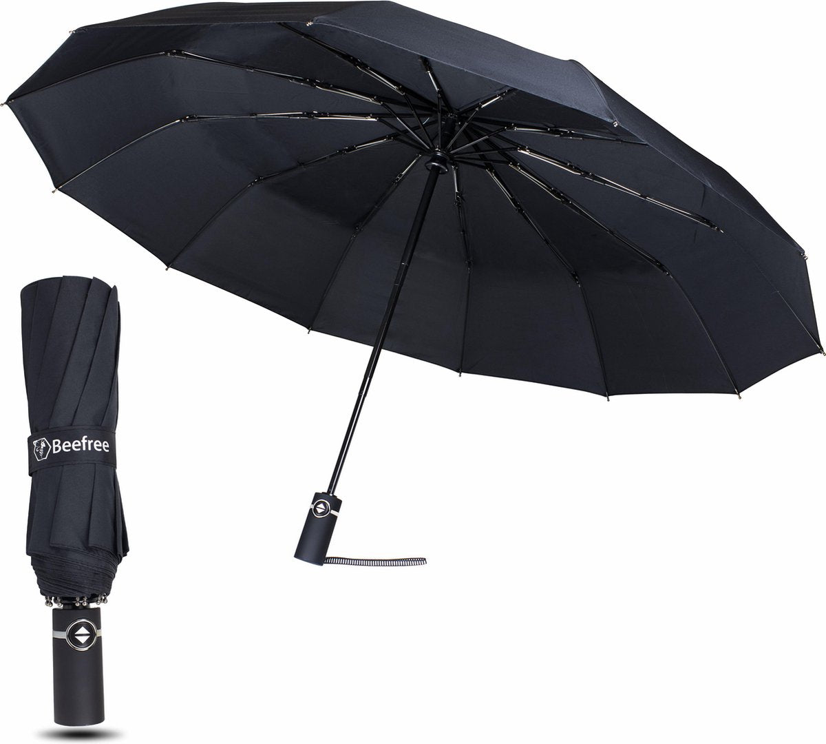 Beefree Stormparaplu Ø 105 cm | 12 Panelen - Zwart