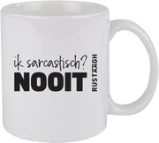 Ik sarcastisch? Nooit Rustaagh mok - kop - beker - koffie/thee - hoogglans wit- 295 ml - grappig - herkenbaar