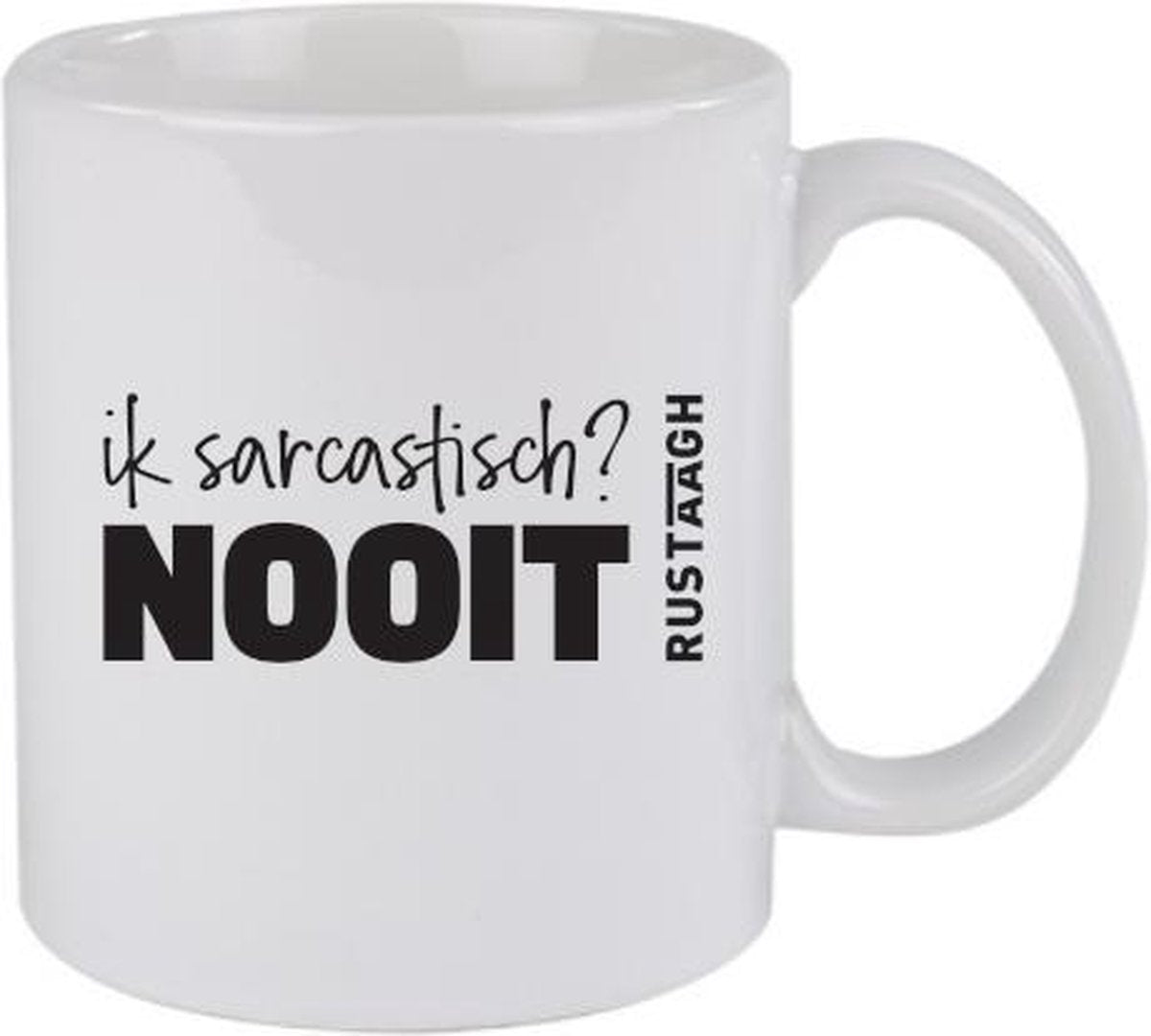 Ik sarcastisch? Nooit Rustaagh mok - kop - beker - koffie/thee - hoogglans wit- 295 ml - grappig - herkenbaar