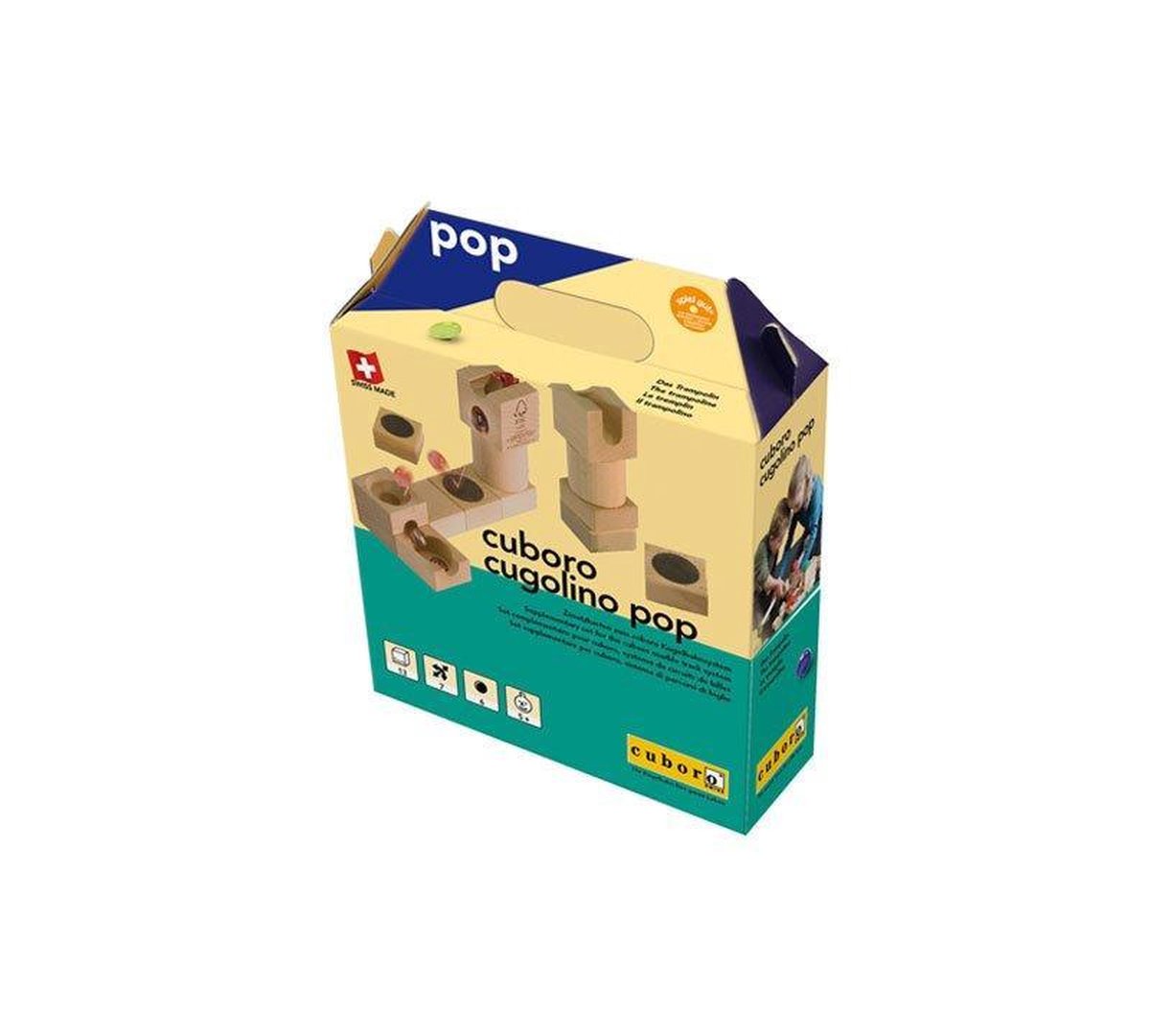 Cuboro Houten knikkerbaan Cugolino Uitbreidingsset Pop