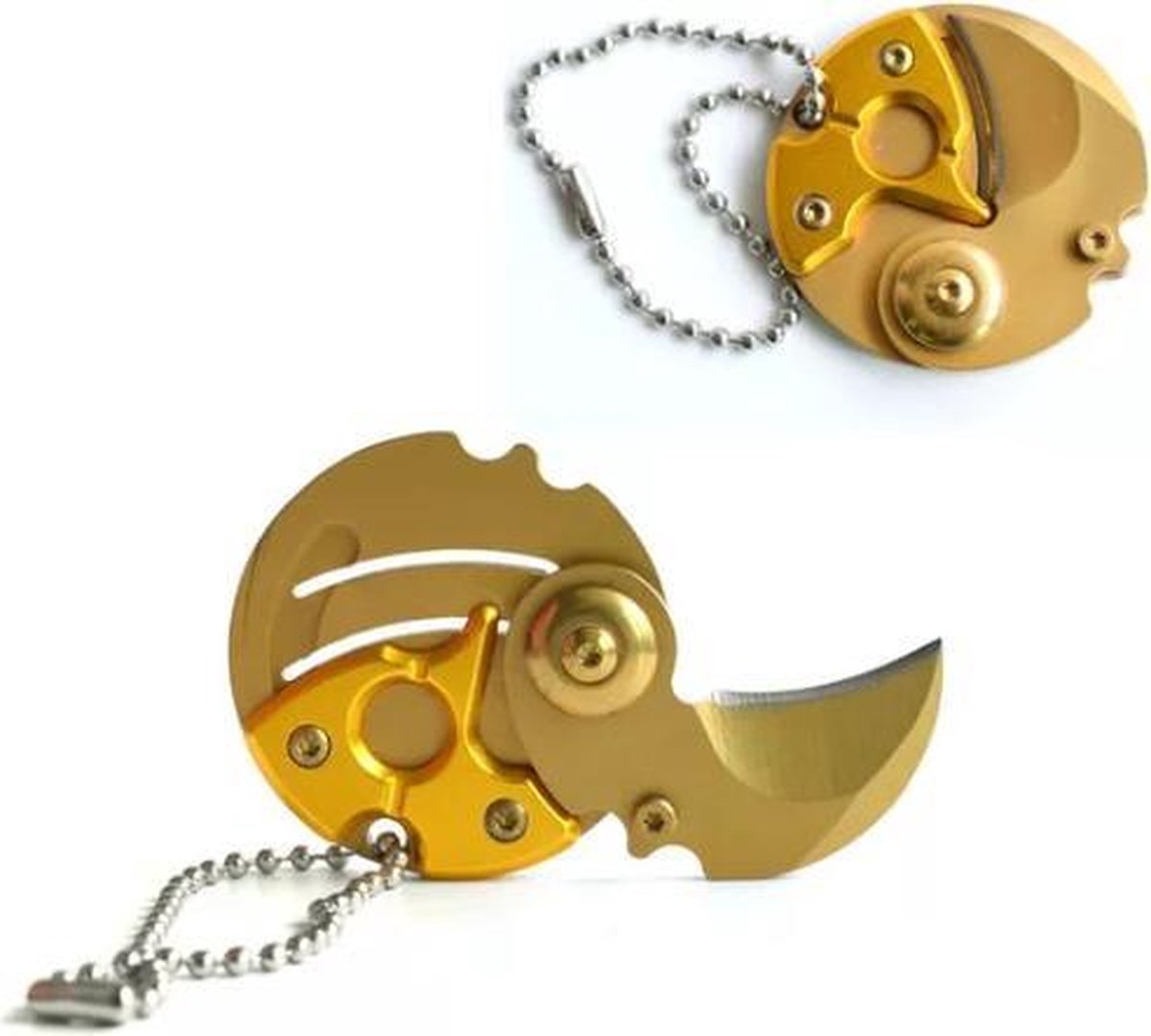 Zakmes - Munt mes - Coin knife - Survival tool - Sleutelhanger - Goud