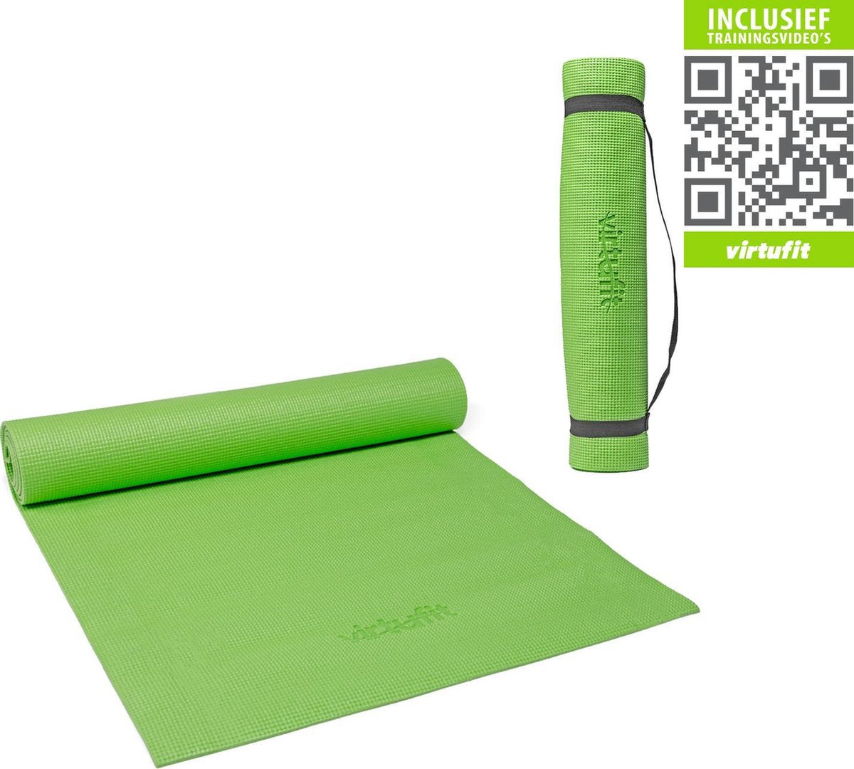 Yogamat - VirtuFit Fitnessmat - Met draagkoord - 183 x 61 x 0.3 cm - Groen - Incl. gratis trainingsvideo