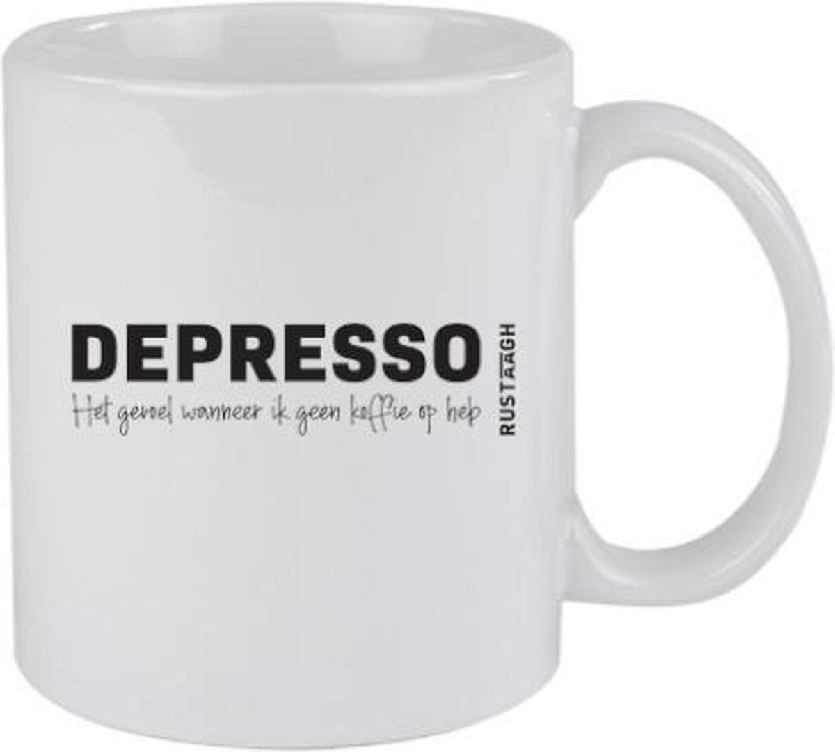 Depresso het gevoel wanneer ik geen koffie op heb Rustaagh mok - kop - beker - koffie/thee - hoogglans wit- 295 ml - grappig - herkenbaar