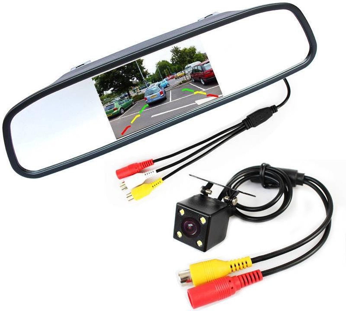 Achteruitrijcamera Draadloos - Parkeerhulp - Inbouw camera set - Achteruitkijkspiegel monitor - Draadloze Achteruitrijcamera - Auto / Caravan / Camper / Landbouw