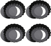 Set van 4 tartelette vormpjes met losse bodem - Taartvorm - Quichevorm - Bakvorm - 10cm