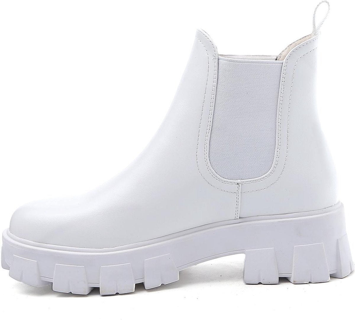 Smile Favorites® Chelsea boots met Hak - Imitatieleer - Wit - Maat 36