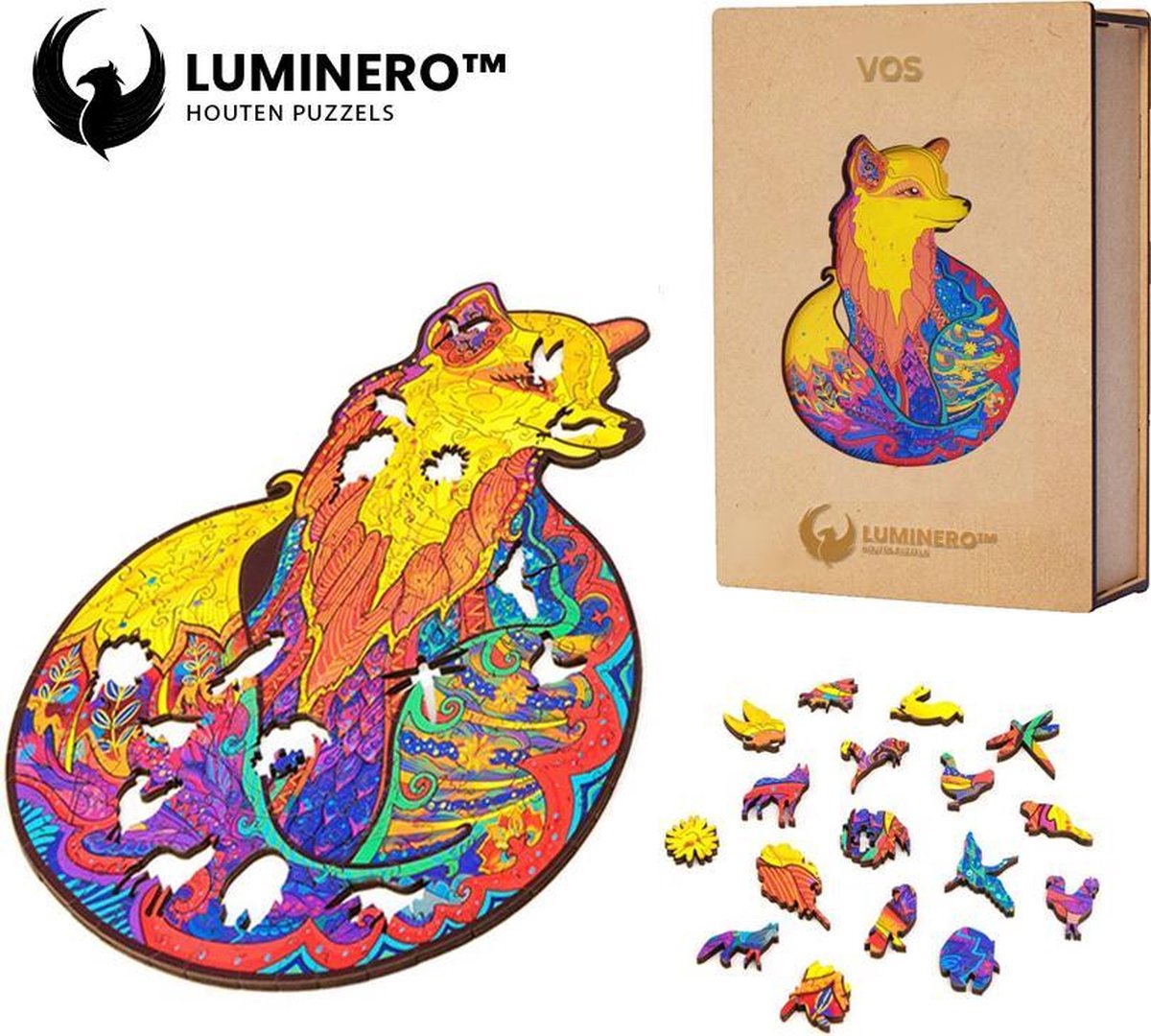 Luminero™  Houten Vos Jigsaw Puzzel - A4 Formaat Jigsaw - Unieke 3D Puzzels - Huisdecoratie - Wooden Puzzle - Volwassenen & Kinderen - Incl. Houten Doos