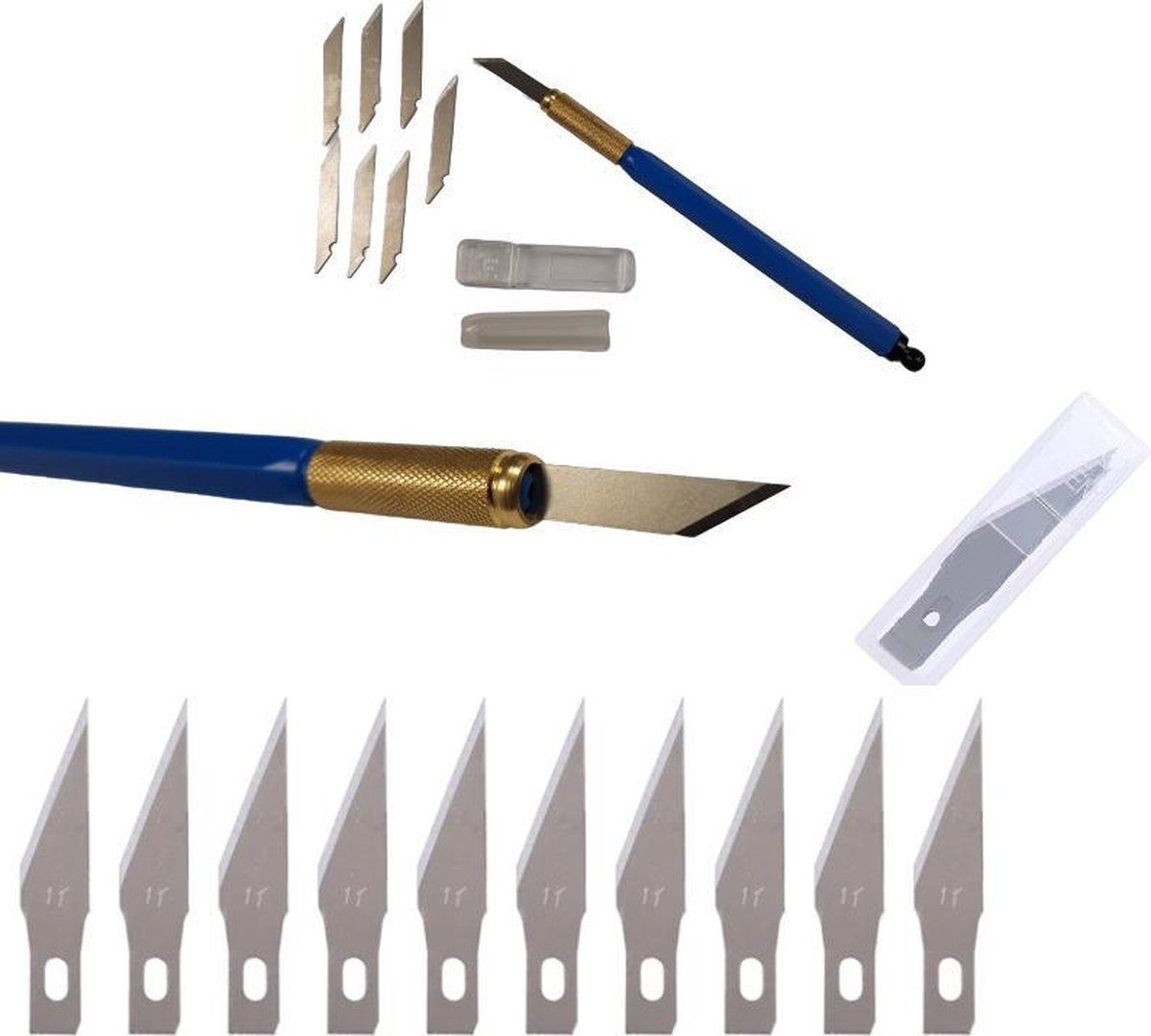 Scalpel Mes Set - Scalpelmes Hobbymes - Hobby Precisie Scalpelmesjes - Scalpelhouder Met Reserve Precisie Messen Precisiemes - Hobbymesjes Set -Precisie hobby mes met aluminium grip van 120mm lang