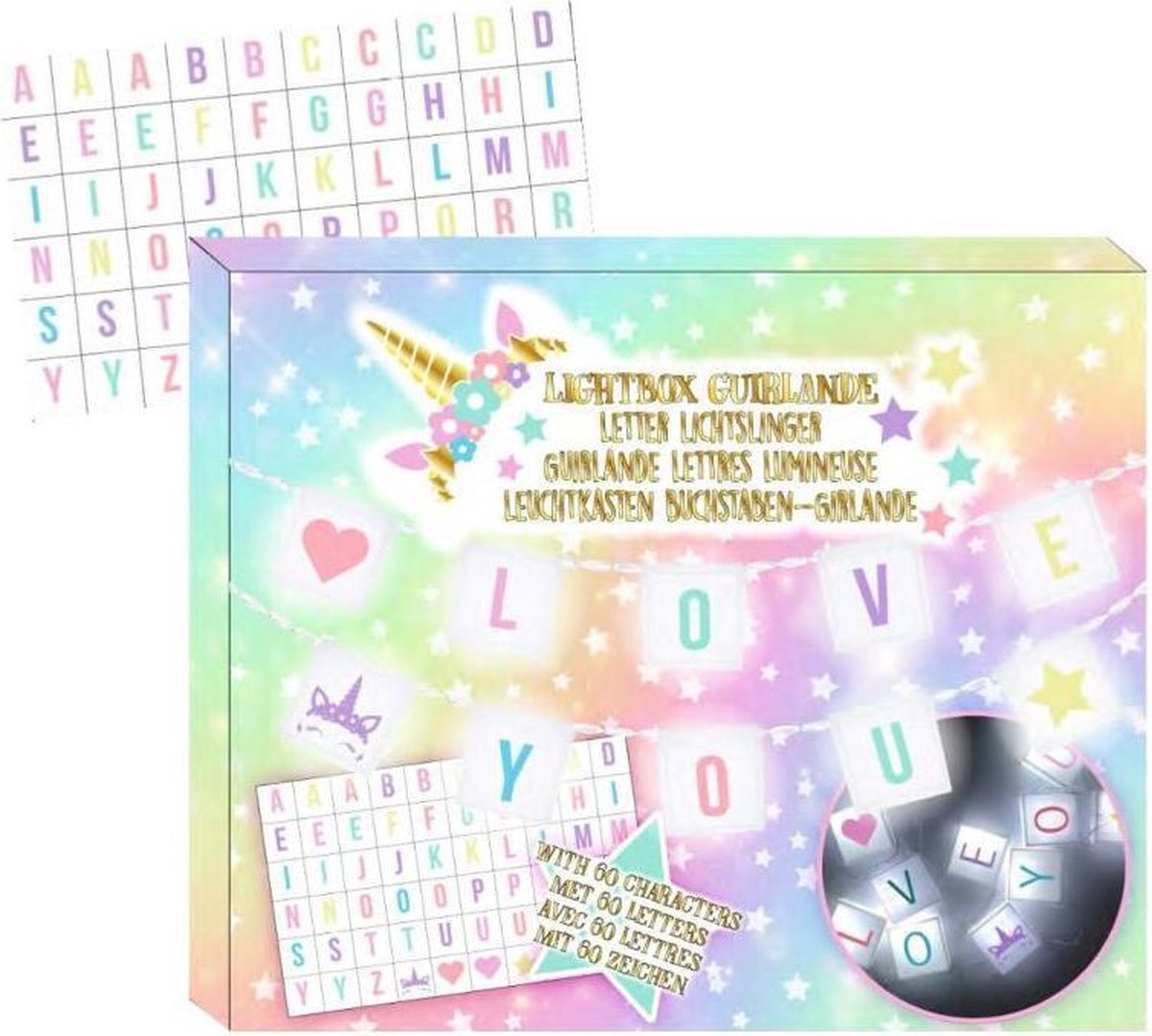 Eenhoorn Lightbox LED-Slinger met 60 Letters