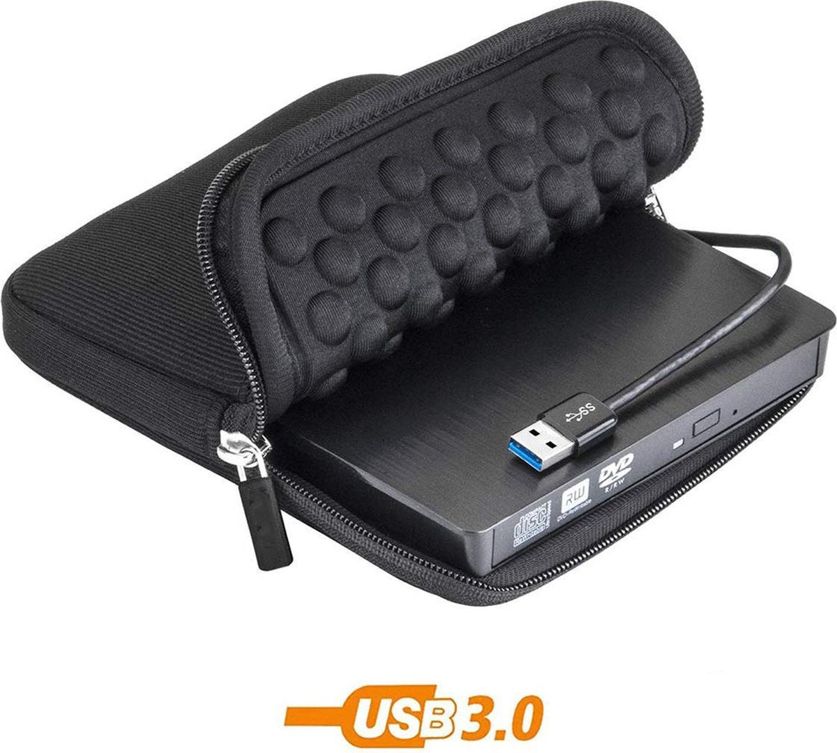 Externe CD/DVD Speler | Met Hoes | Brander | Plug & Play | USB 3.0 DVD Speler | Geschikt voor Windows | Mac | Linux | Optische drive