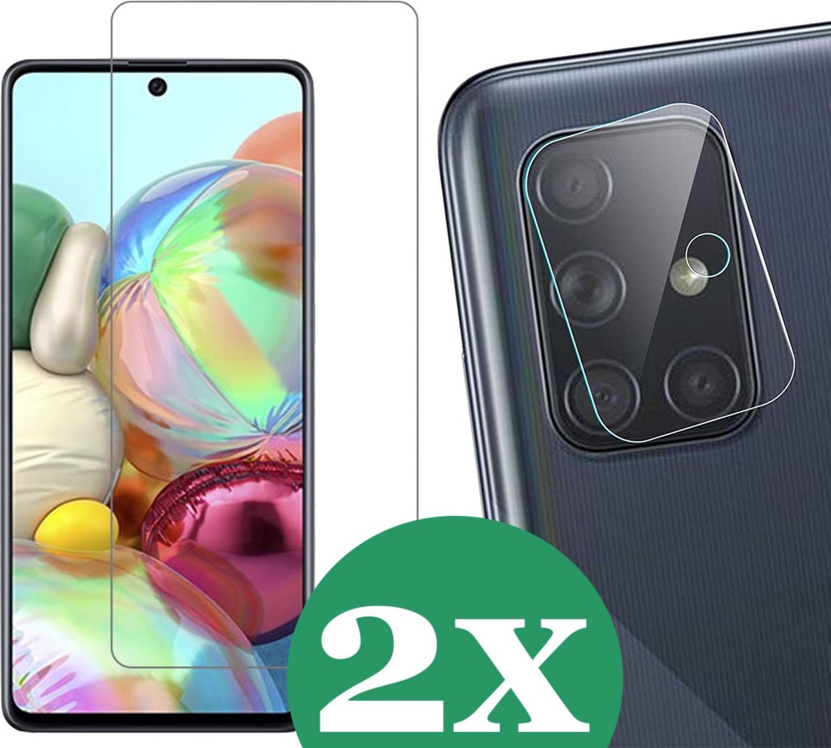 Samsung A71 Screenprotector - Samsung Galaxy A71 Screen Protector Glas en Samsung A71 Screenprotector Camera - 2 Stuks