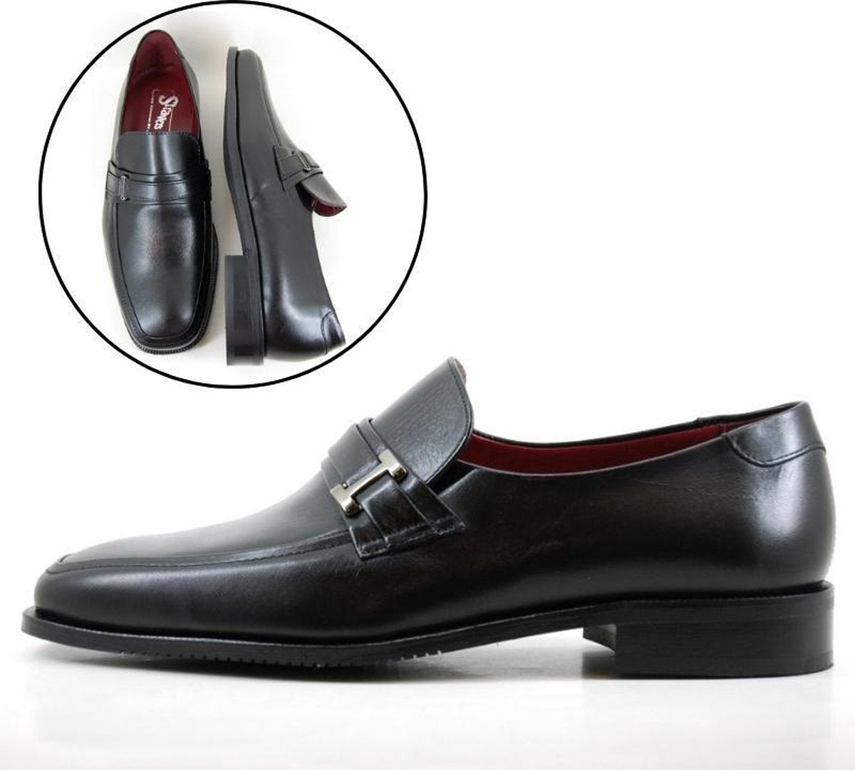 Stravers - Maat 36 Loafers Zwart Leer Heren. Nette Instappers met Rubberzool Kleine Maten