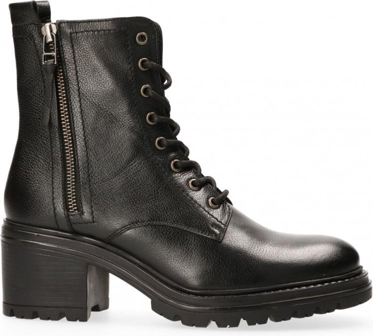 Van Dalen  - Veterboot Met Hak Leer - Womens - Black - 38