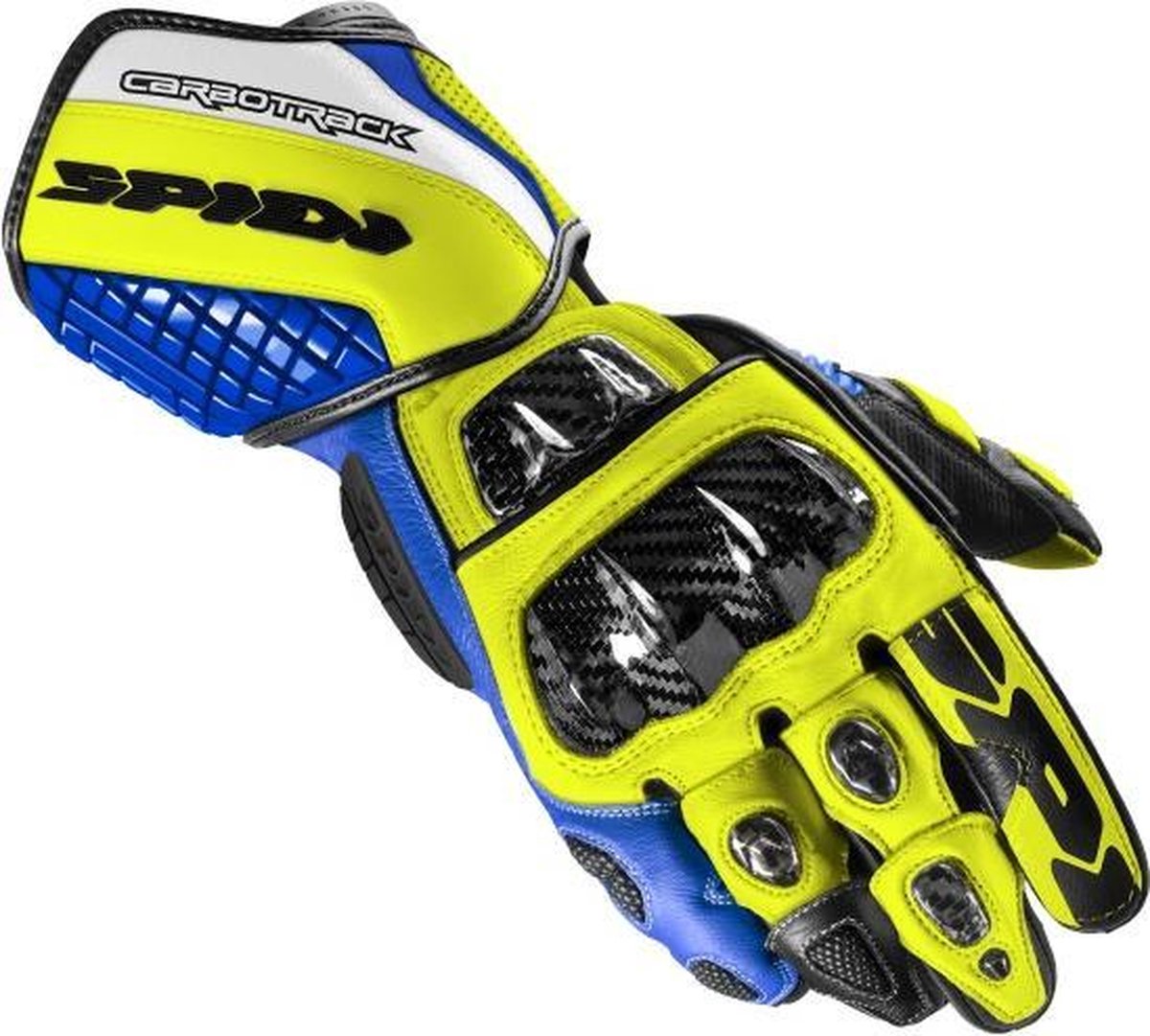SPIDI CARBO TRACK EVO BLUE YELLOW MOTORCYCLE GLOVES L