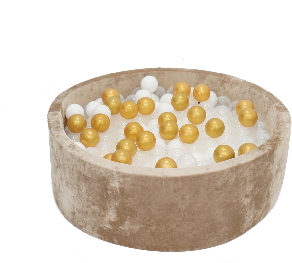 Velvet Ballenbak Goud 90x30 met 250 ballen Wit