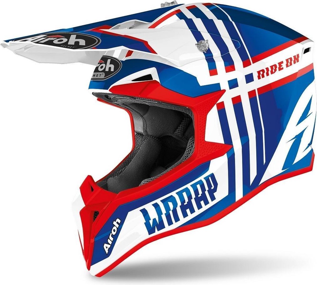 Airoh Wraap Broken Blue Red Gloss Full Face Helmet S