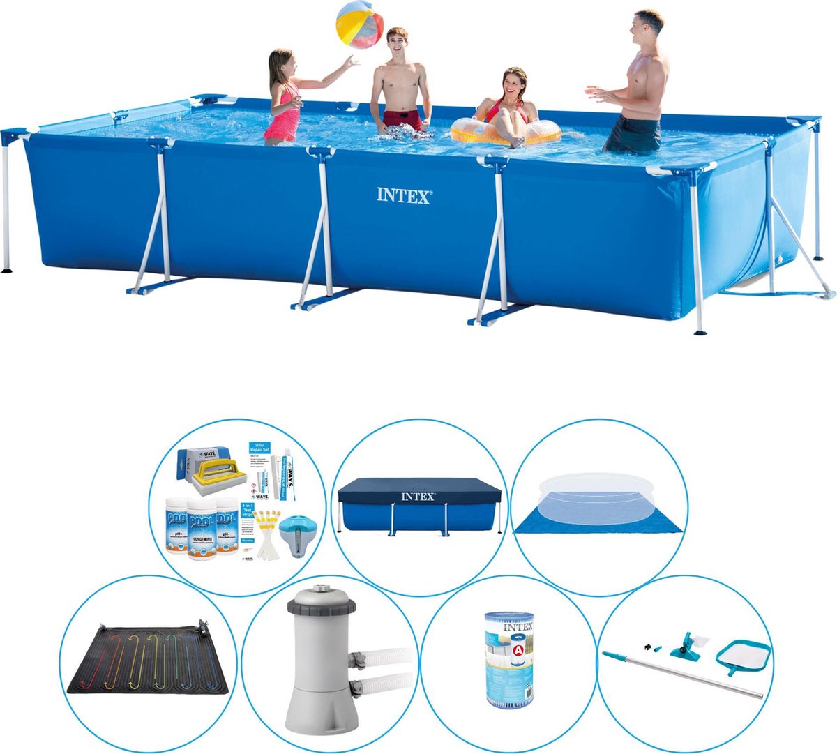 Intex Frame Pool Rechthoekig 450x220x84 cm - Zwembad Pakket
