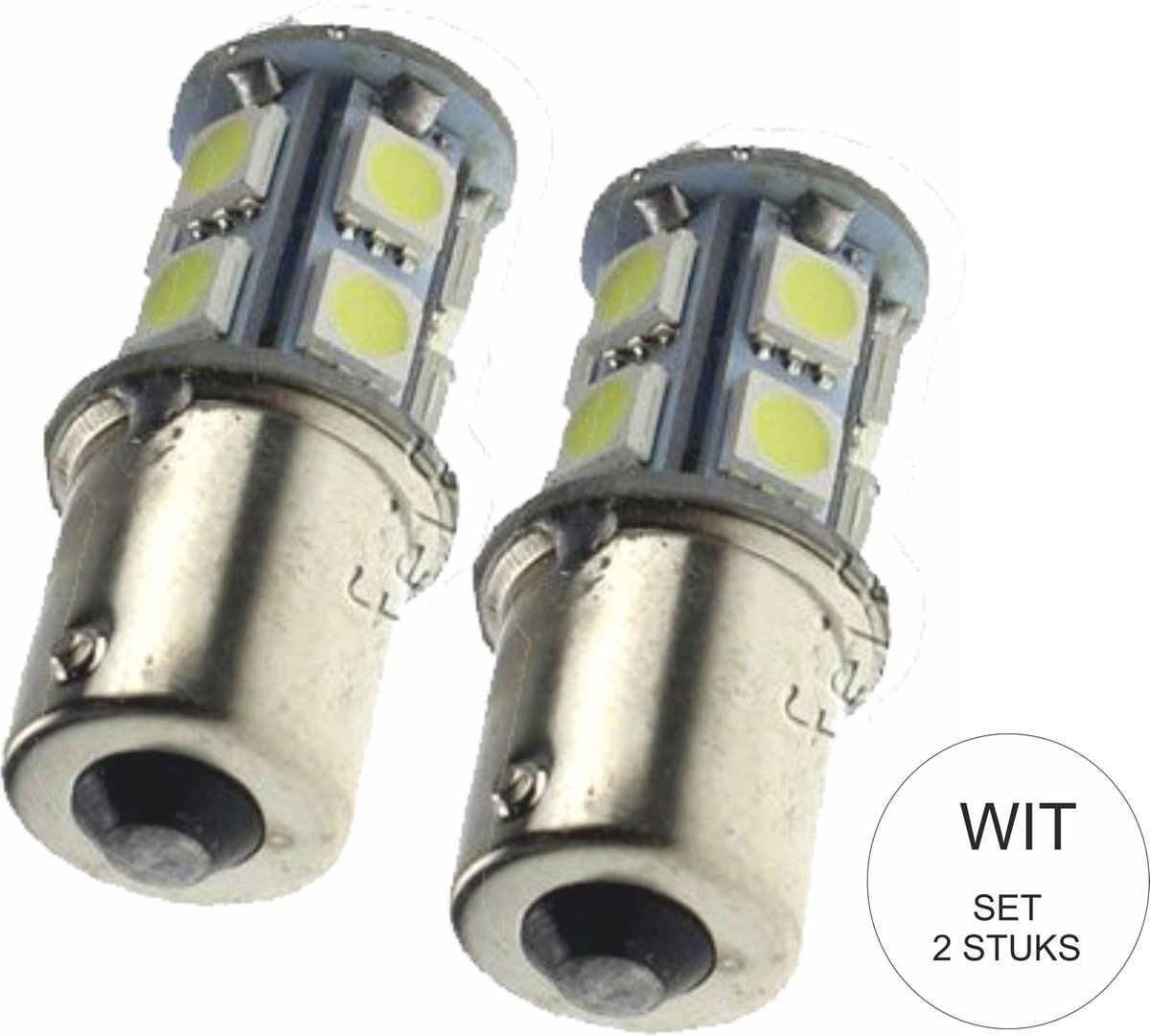BA15S 9 LED 12-32 VOLT WIT (Cool White)  Auto Vrachtwagen Interieur verlichting