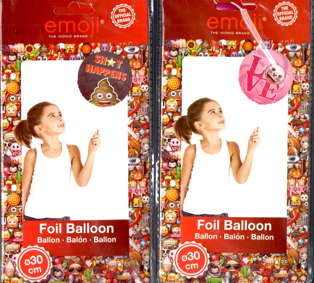 emoji foil ballon set  4 stuks 30 cm