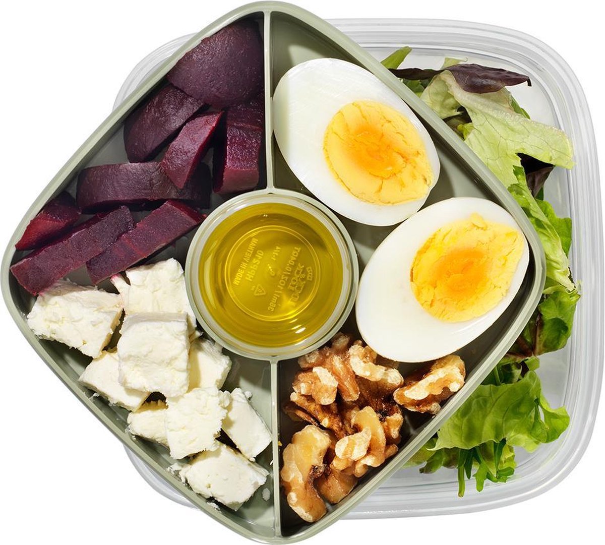 Lock&Lock Saladebox | Lunchbox to go - 950 ml - Met verdeelvakjes - Groen
