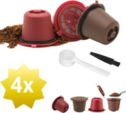 4x Herbruikbare Nespresso cups - Nespresso cups - Millieuvriendelijk - Navulbare koffie cups - Met Maatlepel en Borstel