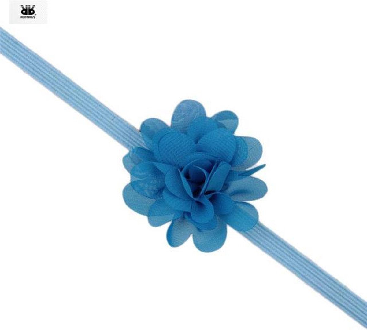 Haarband dun met Bloem - Blauw
